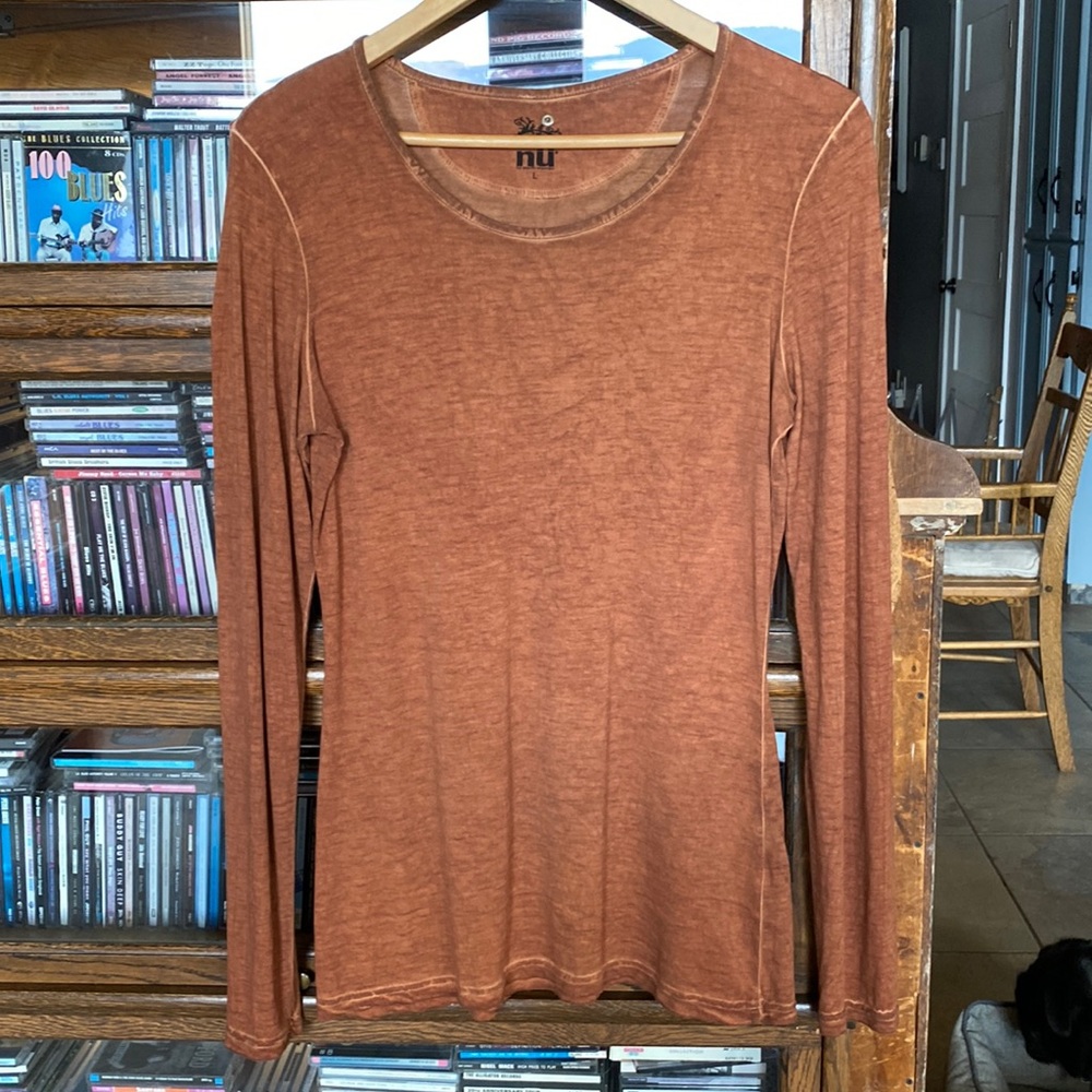 “NU” Long-Sleeve Viscose First Layer Shirt - Copper with a Dark Wash-Size Large